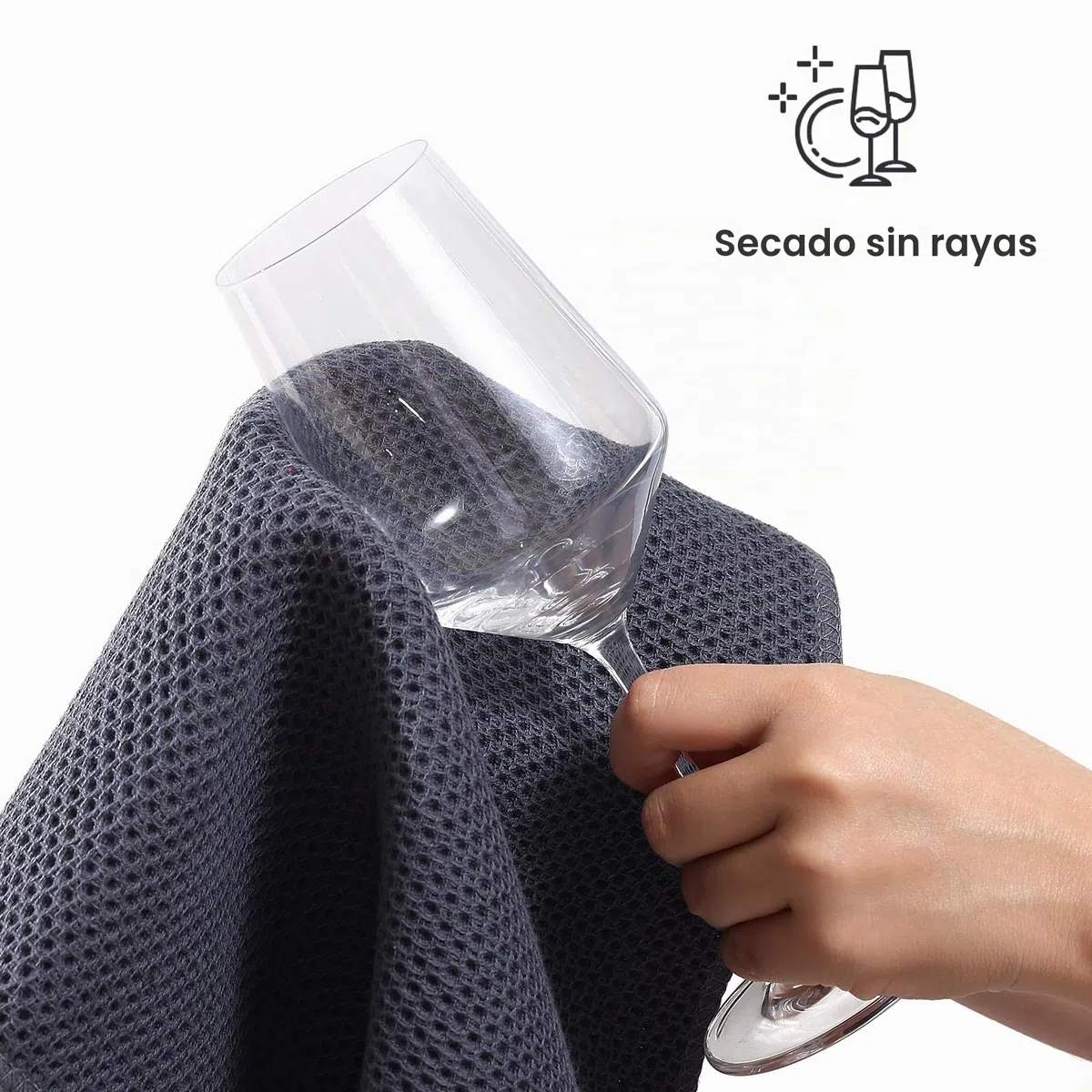 Moosfor Paños de limpieza de cocina 100% algodón, muy absorbentes, suaves, accesorios de cocina de secado rápido, 6 unidades, 30 x 30 cm, gris oscuro