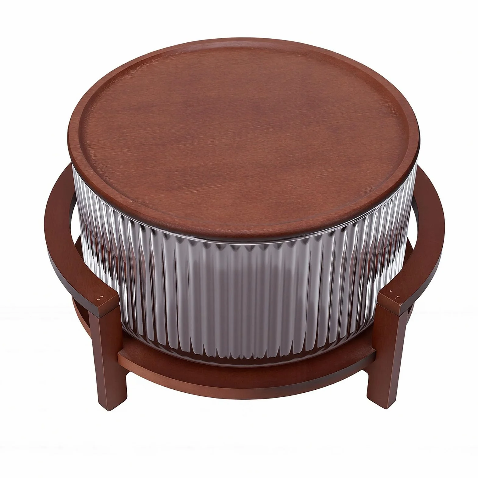 Garsent Ensaladera de Vidrio de 4,3 L con Soporte y Tapa de Madera, Cuenco Grande para Servir Frutas a Prueba de Calor para el Hogar, Comedor, Reunión, Cocina
