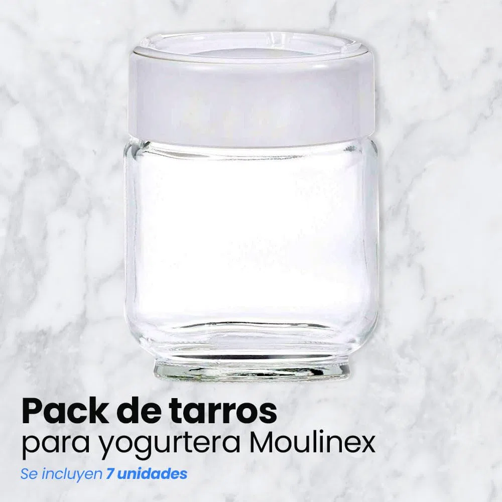 ANAKEL HOME Pack Vasos Yogurtera A14A03 Compatible con Yogurtera Moulinex DJC141, YG231E32, YG231531, YG230131 y YG229510 | 7 Unidades, 160 ml de Capacidad, con Fechador Manual
