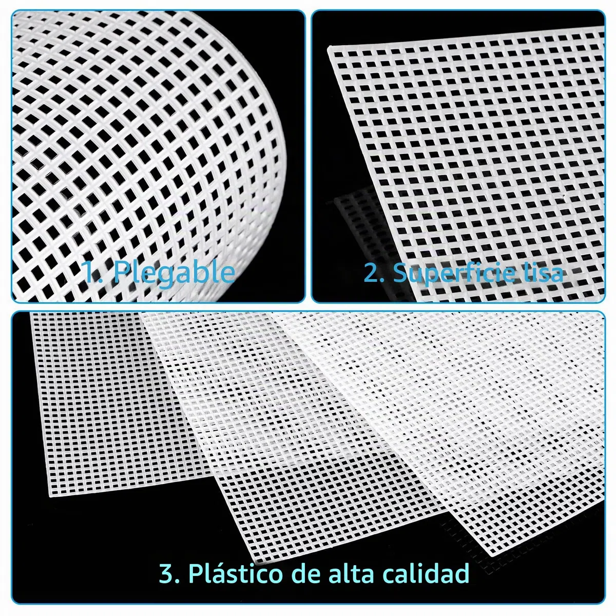 SHUESS 15 hojas de plástico de lona, rejilla de plástico de plástico para punto de cruz, malla de lona de punto de cruz, rejilla de plástico, accesorios para manualidades y proyectos de costura, color