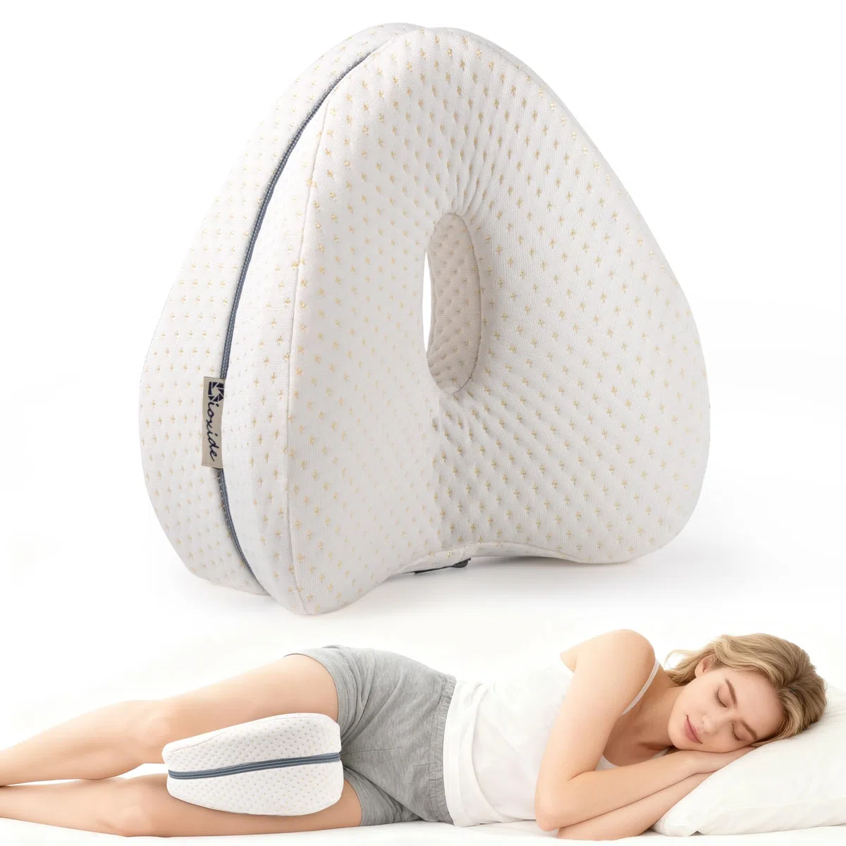 Dioxide Almohada Piernas Dormir, Almohada Rodillas para Dormir con Almohada para Piernas para Dormidores Laterales,Cojín de Soporte Pélvico para Piernas,Rodillas,Caderas,Espalda y Embarazo(Blanco)
