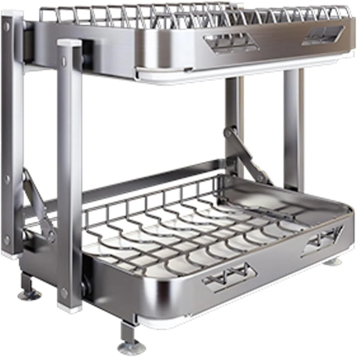 Genérico Escurridor de Platos de Acero Inoxidable con escurridor, escurridor de encimera de Cocina Inoxidable, for secar tazones, Platos y Tazas(2 Layer 42x35cm)