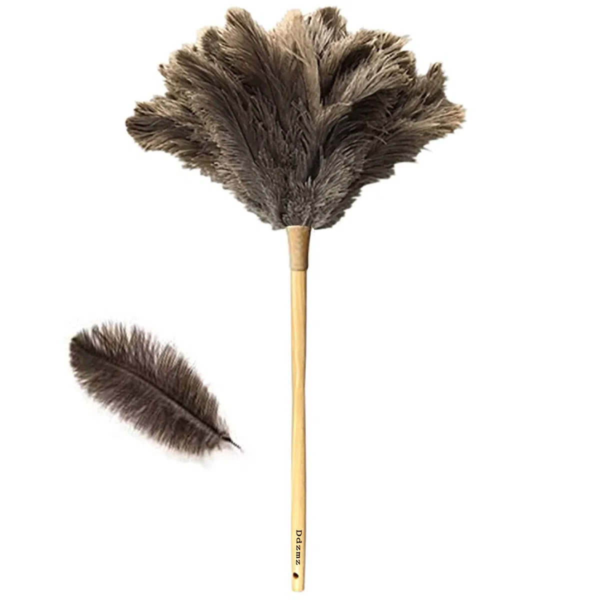 Plumero de Plumas para el hogar, Plumero de Plumas de Avestruz Naturales y auténticas Plumas de Avestruz ecológico Reutilizable Mango Largo Grande de Avestruz Limpieza para ama de casa, Color marrón, | Auténtico natural esponjoso, reutilizable y lavable,