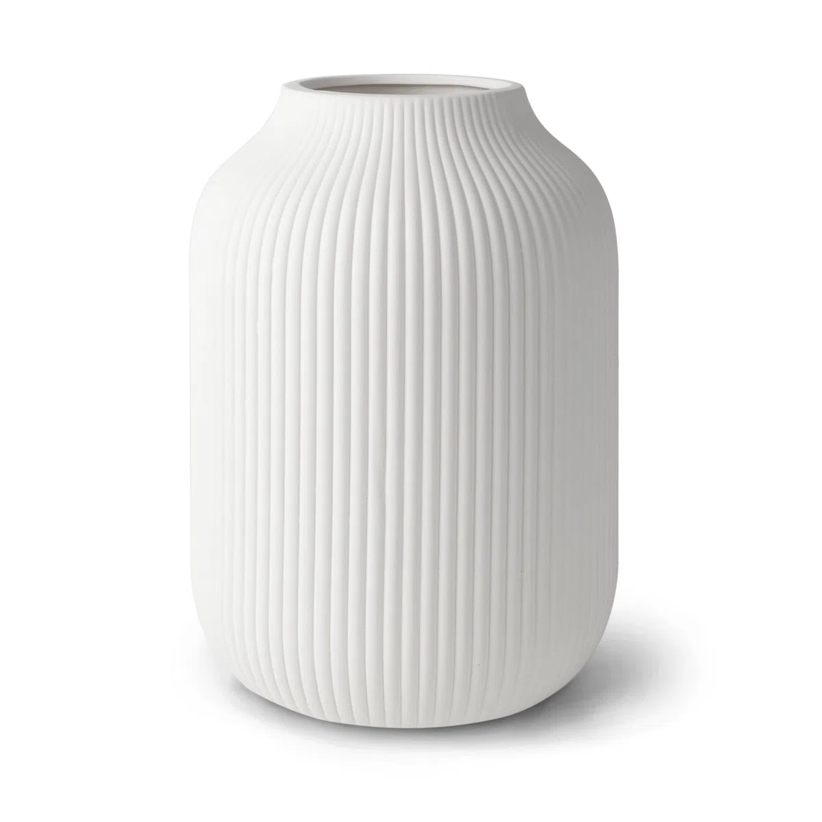 flature Jarrón de cerámica con ranuras - Florero impermeable en blanco mate para flores frescas, flores secas, hierba de las pampas, jarrón grande de 20 cm de alto como regalo, decoración para sala de