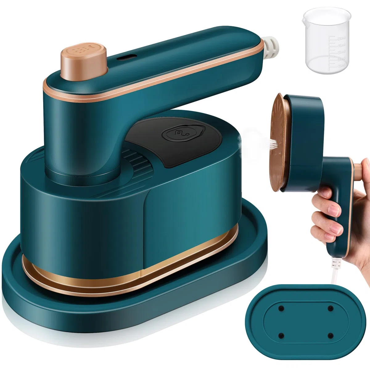 Mini plancha portátil de viaje para ropa, mini plancha de vapor de viaje 3 en 1, plancha de mano giratoria de 180°, plancha portátil de tamaño pequeño, plancha para planchar en seco y húmedo