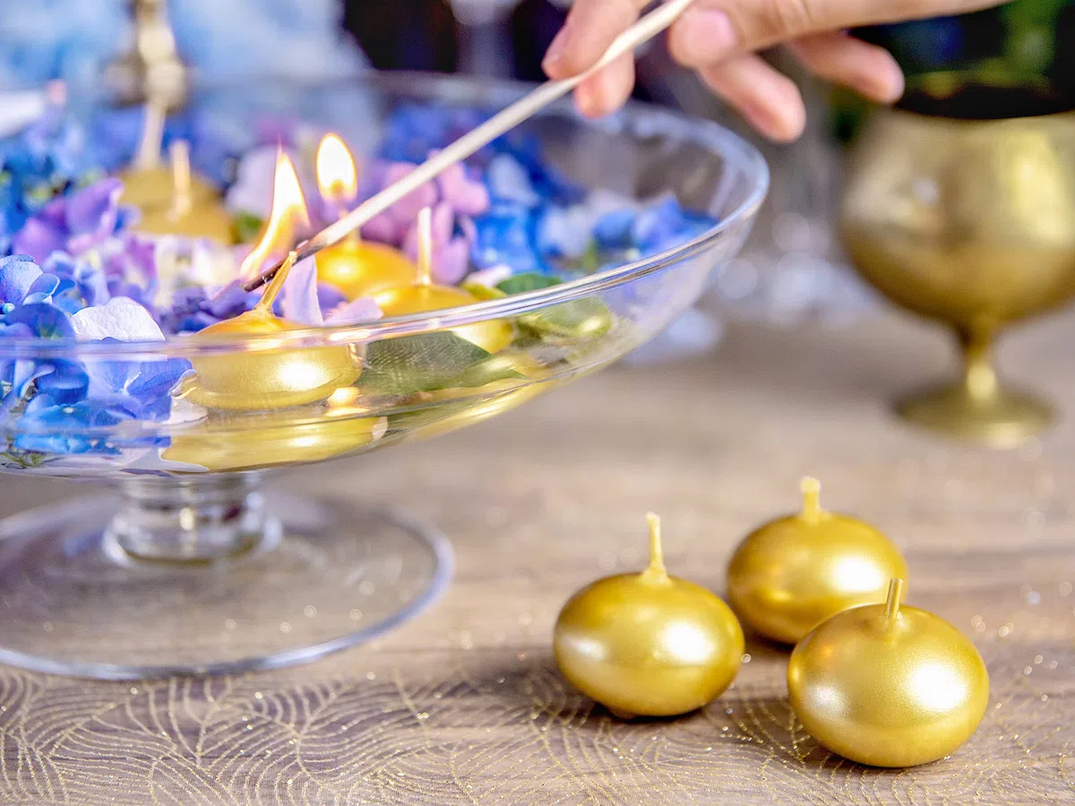 Partydeco - Velas flotantes, color dorado