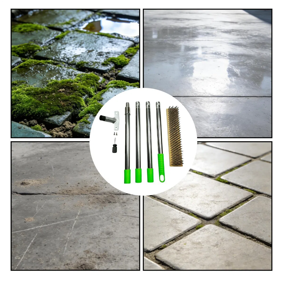 Cepillo Metálico para Limpieza Acero inoxidable resistente desmontable | Cepillo Metálico para Jardín y Limpieza para Suelos de Hormigón, Baldosas, Garaje, Casa, Eliminador de Manchas