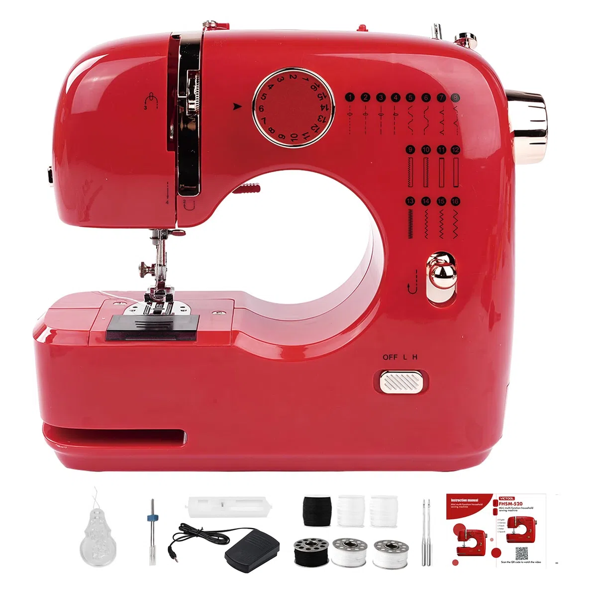 Mini máquina de coser eléctrica, 16 puntadas Multifuncional máquina de coser doméstica con doble aguja, juego de costura portátil para principiantes, arte DIY y acolchado