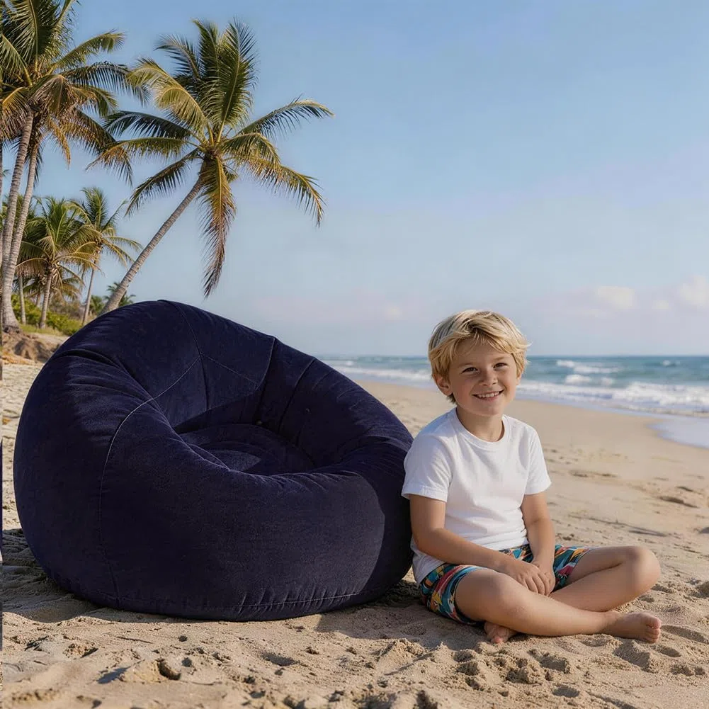 Puf inflable, silla inflable, sofá, puf hinchable, silla hinchable portátil, para salón, dormitorio, jardín, camping (azul)