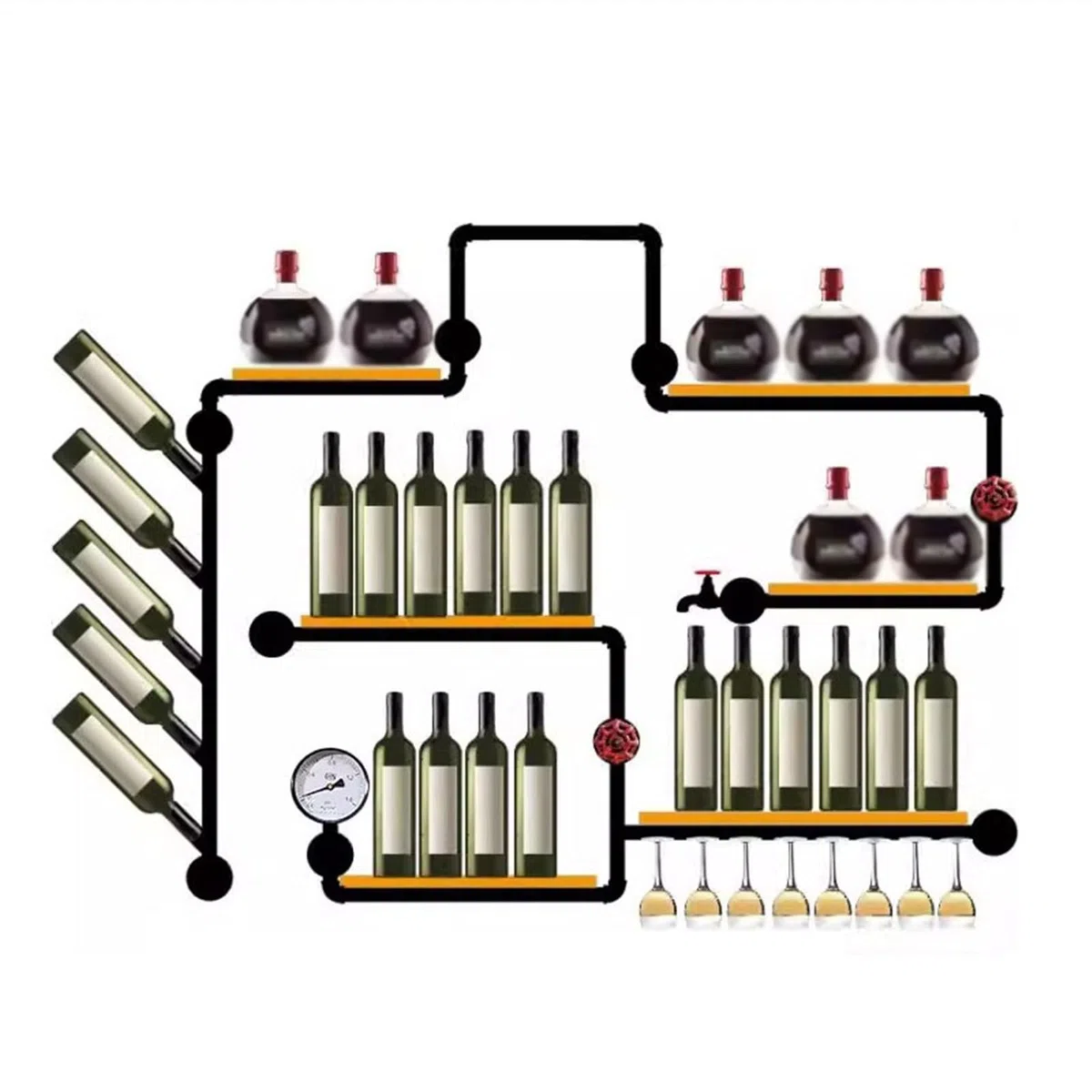 Botellero/Botelleros Enfriador de Vino Estante for Vino Hierro Mayordomo de Agua Estante Decorativo de Pared montado en la Pared Estilo Industrial Creativo Estante de Vino