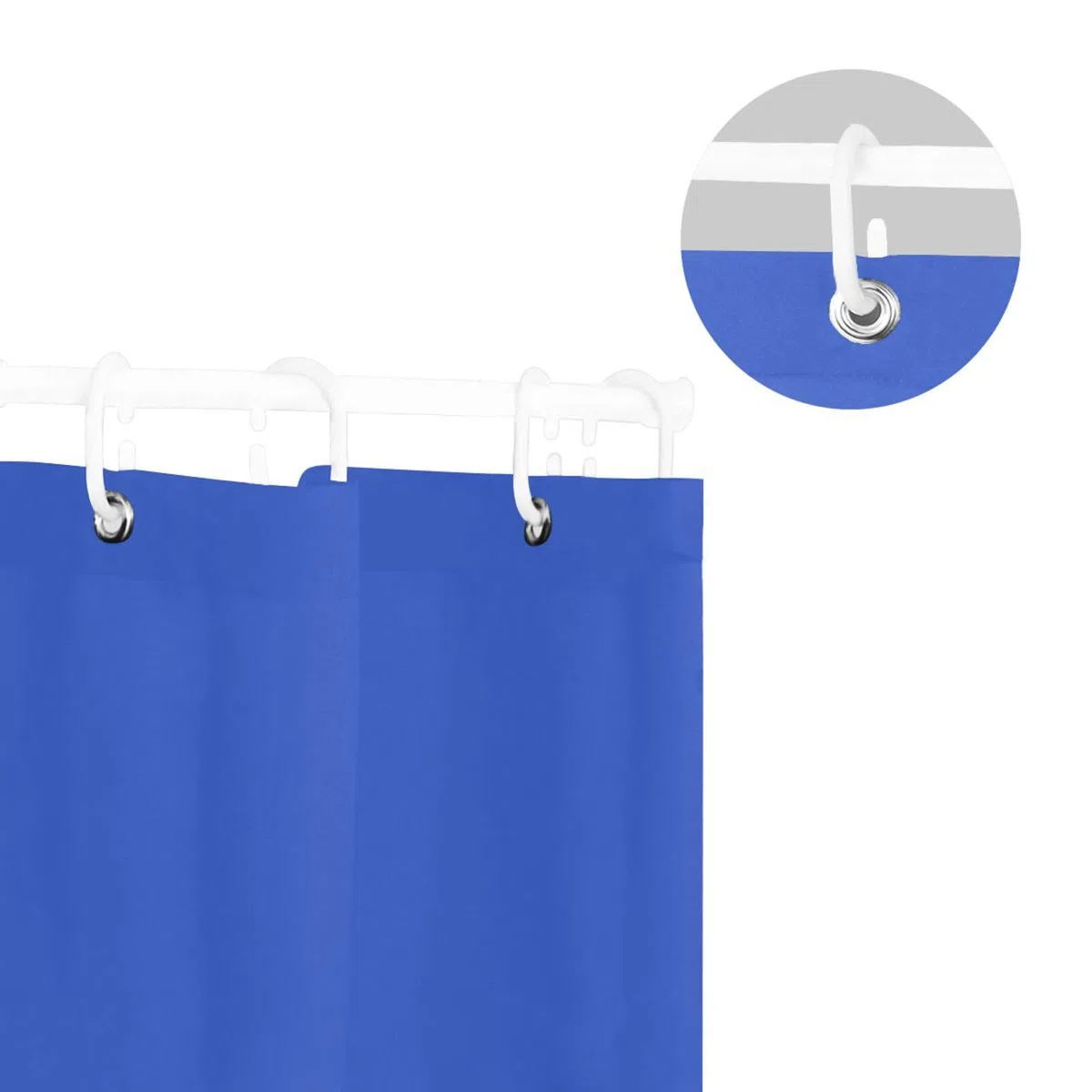 Cortina de ducha impermeable azul real, poliéster duradero, lavable, diseño liso puro con ganchos, perfecto para baños completos, cortinas para Baño a Prueba de Agua