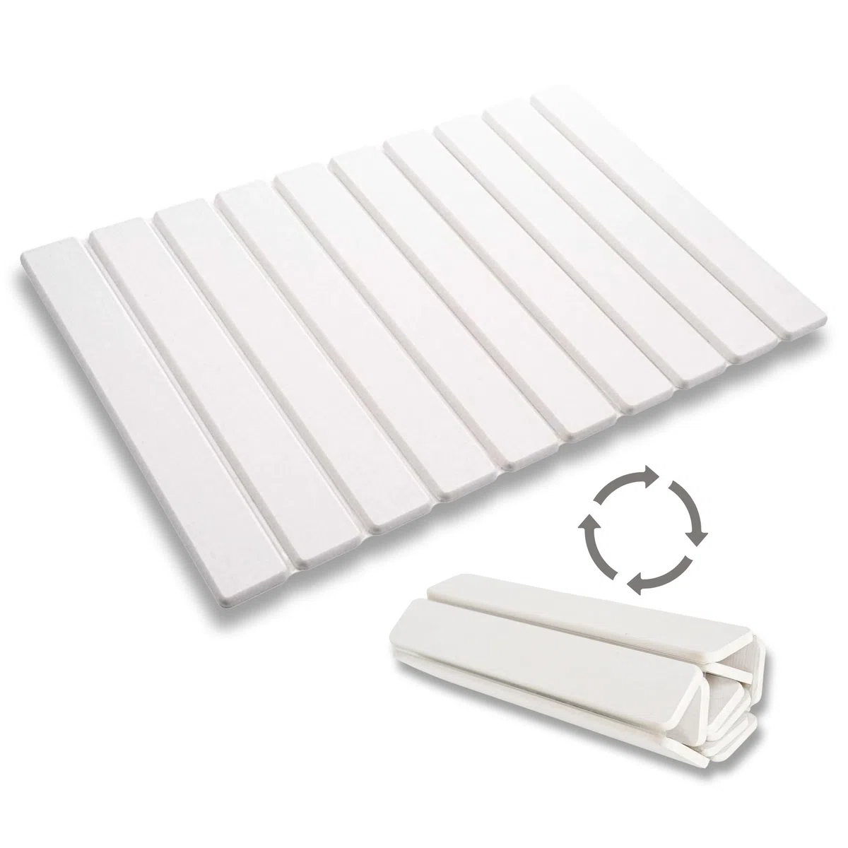 Alfombrilla de Baño Diatomita Flexible 39x60 cm | Alfombra Baño Secado Ultrarrápido Superabsorbente | Enrollable y Fácil de Guardar | Antideslizante | Tapete Baño | Piedra Natural (Blanco)