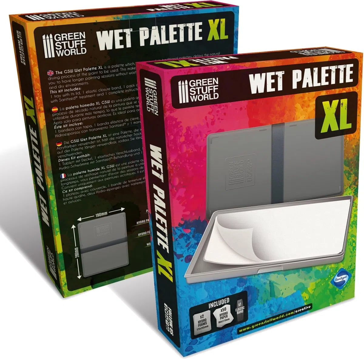 Green Stuff World Paleta Humeda XL Grande- Wet Palette XL Antibacteriana para Pintar Figuras Miniaturas con Pintura acrílica