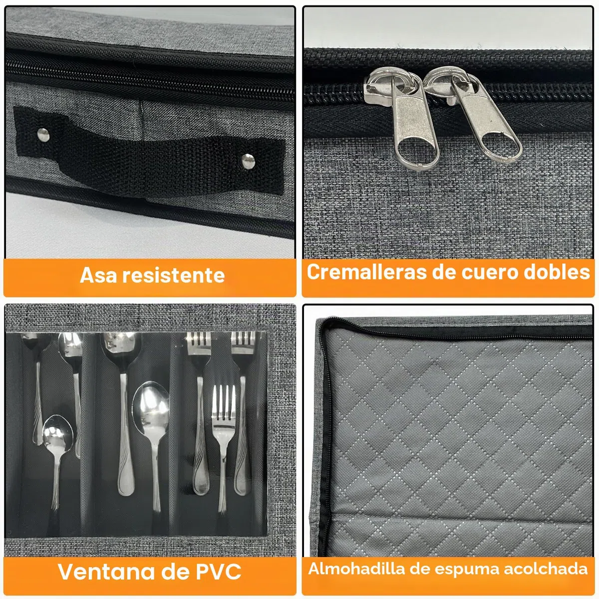 Organizador Cubiertos, Cubertero con Divisores Ajustables, Bandeja Cubiertos con Tapa Para Guardar Cuchillos, Tenedores y Cucharas, Adecuado Para Cocinas de Camping, Vacaciones y Viajes