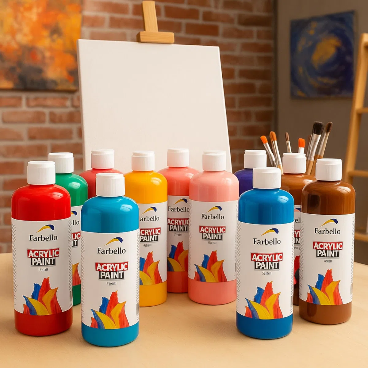 Juego de 12 pinturas acrílicas de 500 g de alta calidad para madera, piedra, lienzo, cartón para pintar, papel, tela, cuero, metal, pouring, multiusos, 12 x 500 g