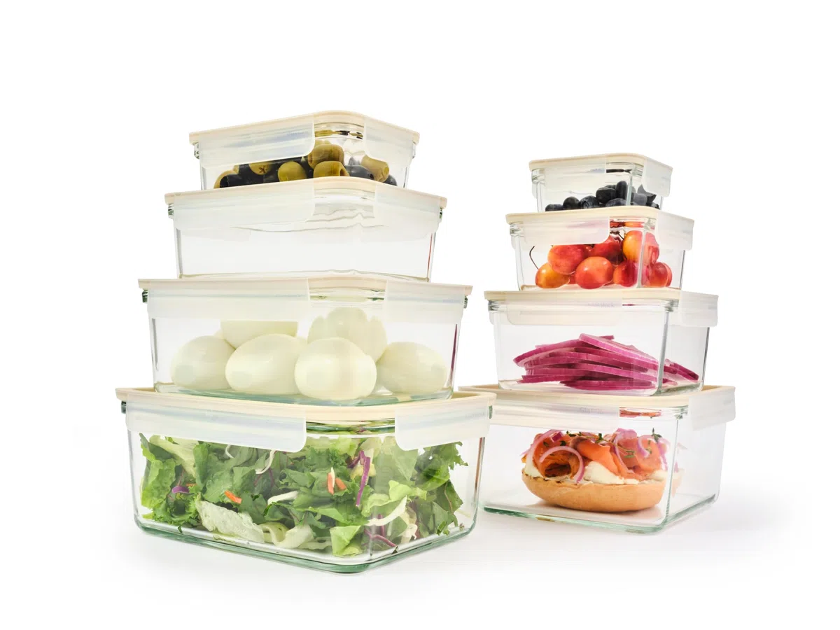 GLASSLOCK Juego de 16 piezas de almacenamiento de alimentos Sens