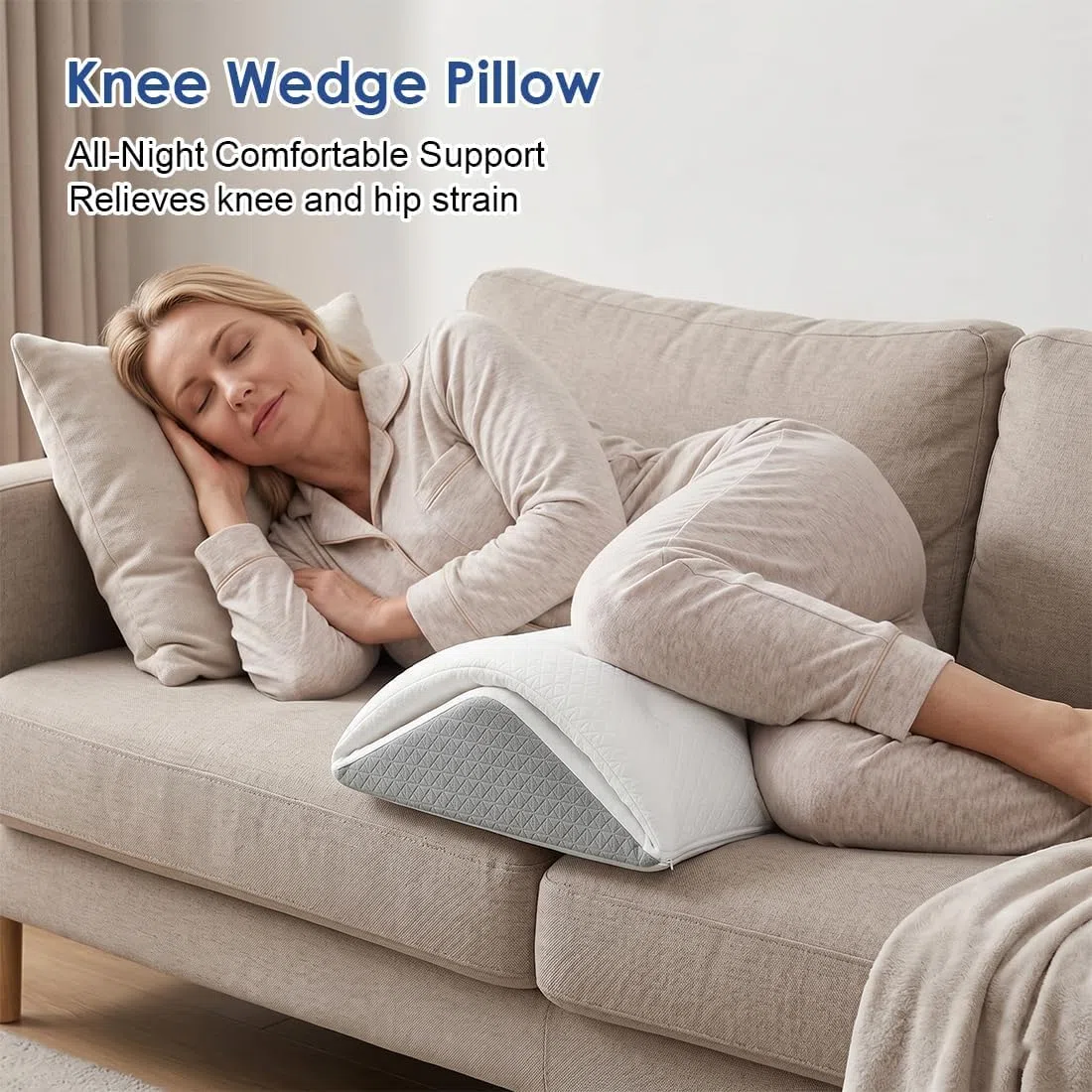 Cojín para piernas y rodillas para dormir de espalda, cojín ergonómico para piernas y pies, almohada triangular de espuma viscoelástica para cama, sofá