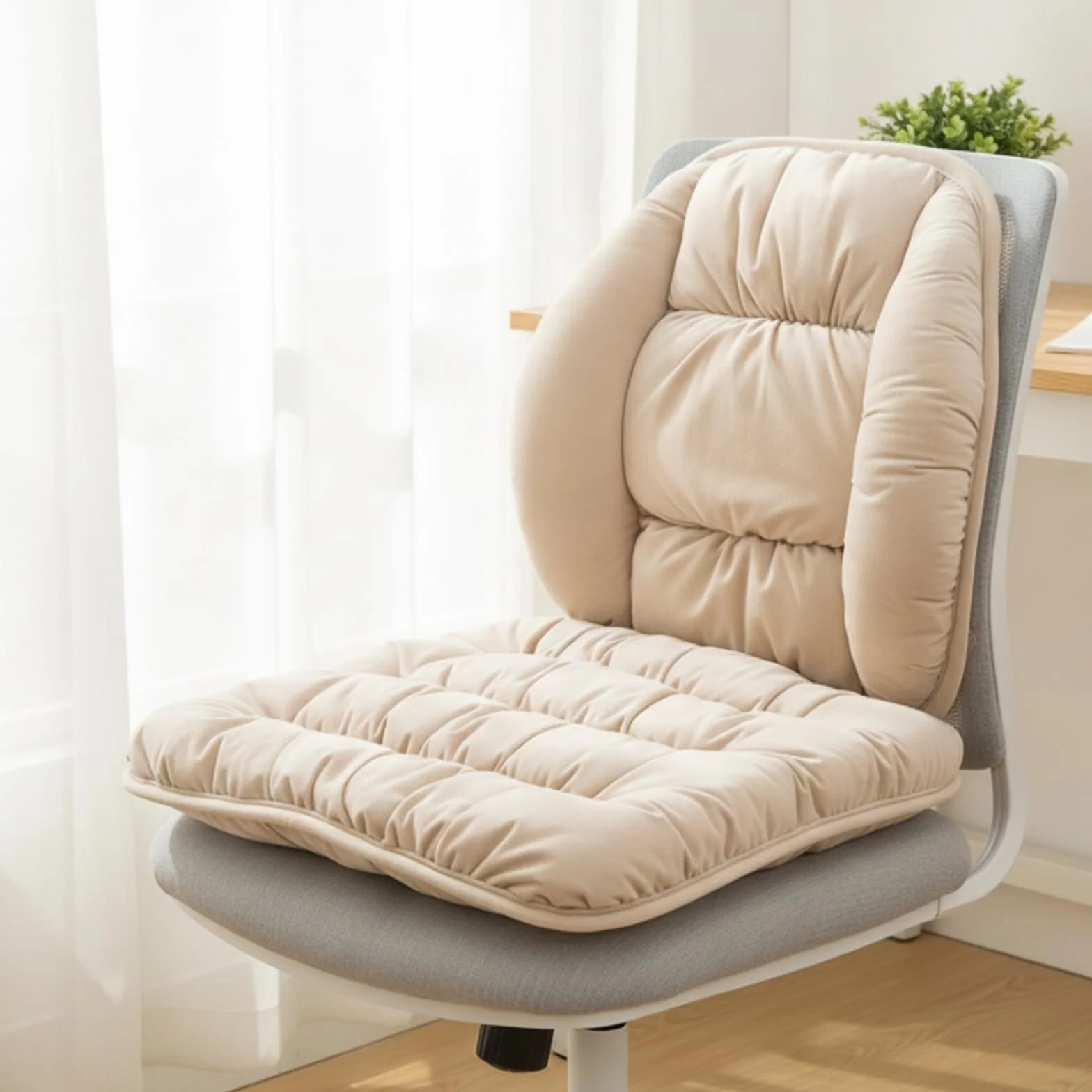 rockible Cojín Silla con Respaldo Cómodo Cojín con Respaldo Acolchado para Teletrabajadores, Estudiantes, Gris Espacial, Cojín 45x45cm + Soporte Lumbar