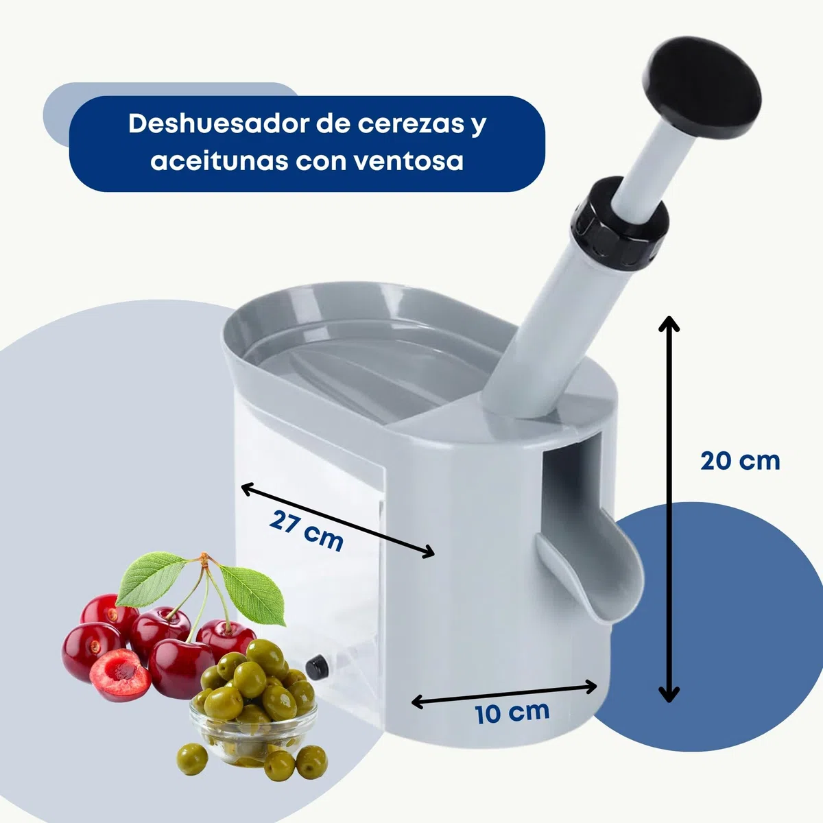 Deshuesador de cerezas y aceitunas con ventosa