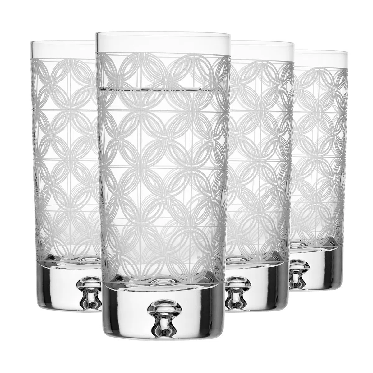 Krosno – Vasos para agua, zumos y bebidas de 300 ml – Juego de 4 piezas – Colección Saga – Cristal – Hechos a mano y tallados – Ideal como regalo