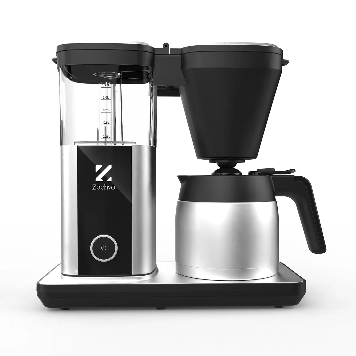 cafetera de goteo con jarra térmica y depósito de 1,25 L, cafetera eléctrica filtro 10 tazas, sistema antigoteo, apagado automático, acero inoxidable, PID 92 °C, 4,5 min preparación rápida