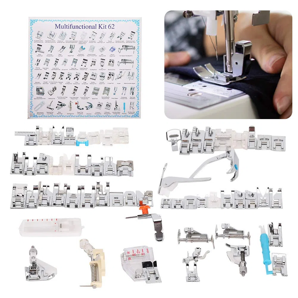 Juego de Prensatelas para Máquina de Coser, 62 Uds, Prensatelas Profesional para Recolección de Prensatelas, Accesorio para Máquinas de Coser Domésticas