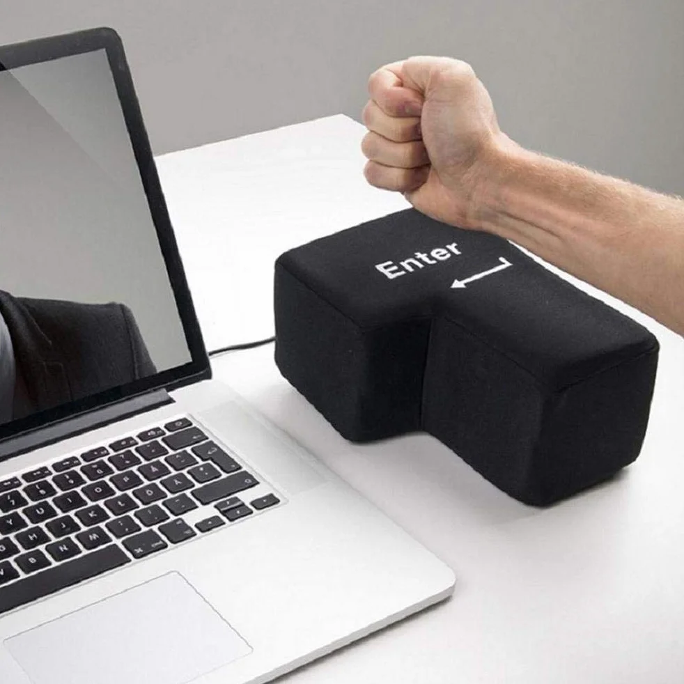 Big Enter Key Enter Button Throw Pillow Divertida Oficina Almohada para Dormir Computadora Portátil Escritorio de Regazo para Computadora Portátil Gadgets de Escritorio