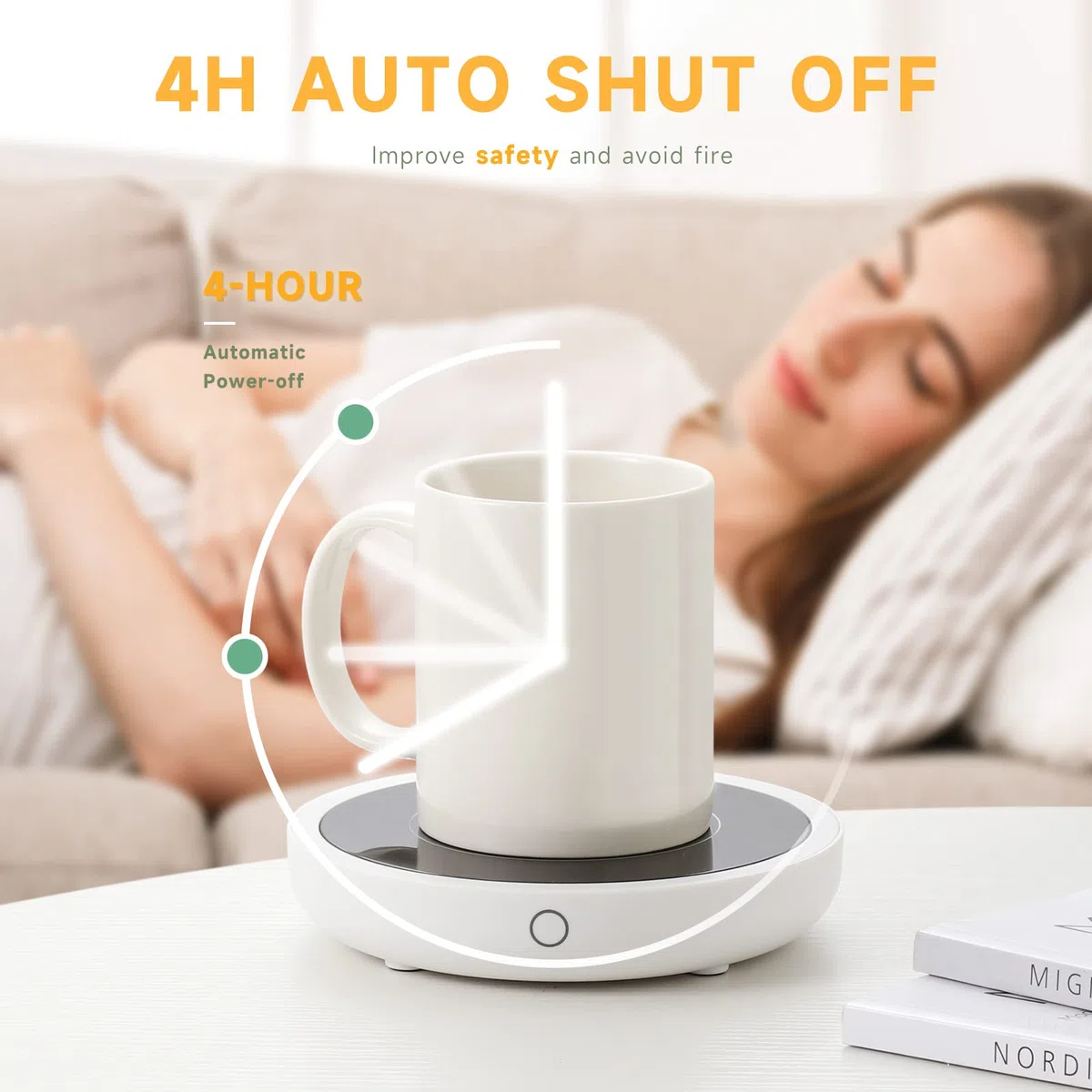 Calentador de Taza de café Calentador de Tazas Inteligente con 3 configuraciones de Temperatura Calentador de Bebidas eléctrico Apagado automático, Calentador de café, té y Leche (sin Taza)
