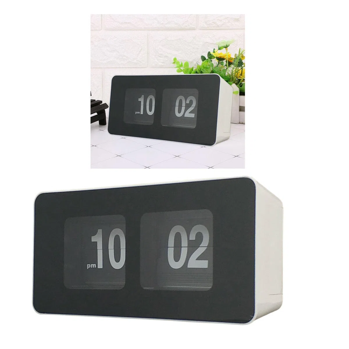 Reloj de Escritorio con Tapa Automática, Digital, Funciona con s, para Archivos de Mesa, Relojes de Página, Sin, Barrido Silencioso para Do, Blanco, Individual