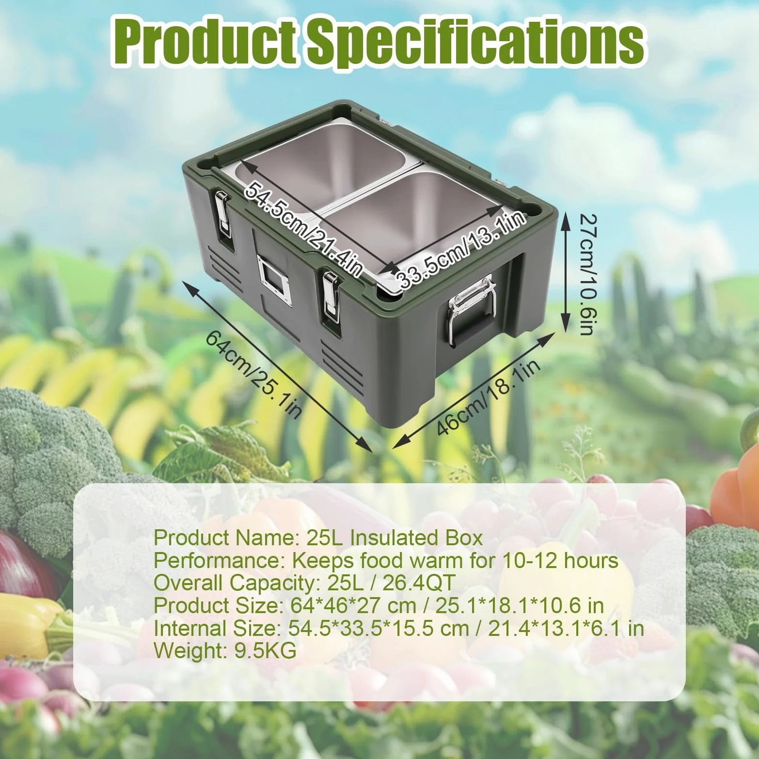 Caja Térmica Comedor Caja Térmica Para Catering, Contenedor Isotérmico Apilable, Transporte Comida Caliente Y Fría, Uso Profesional En Restauración Y Hotel(2 pans)