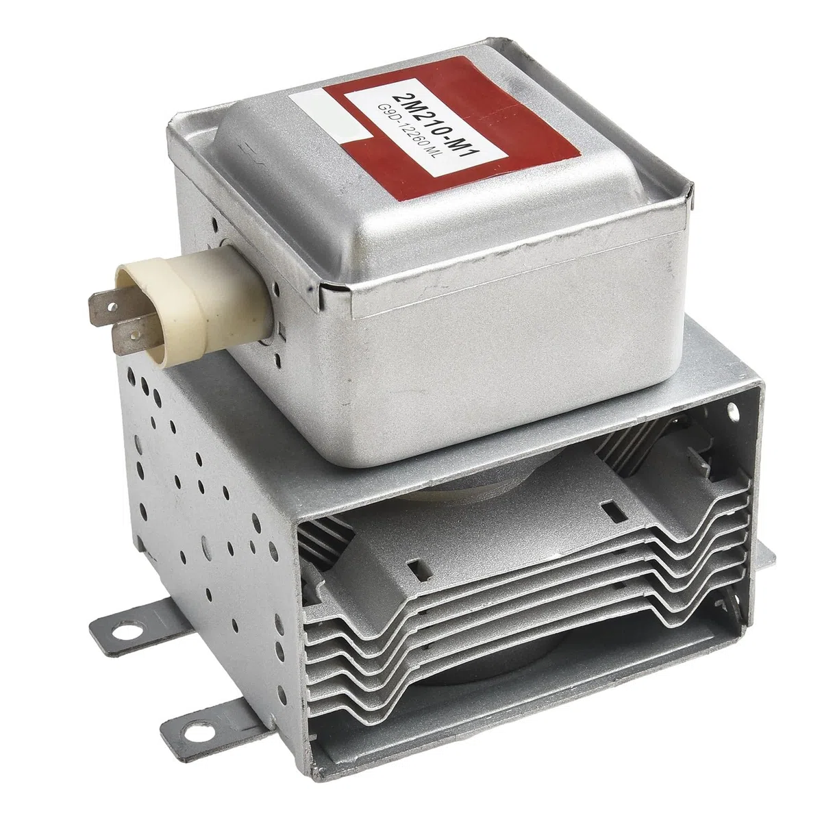 Magnetron de repuesto para microondas 2M210-M1 para modelos compatibles, construcción de metal con 6 disipadores de calor, color plateado