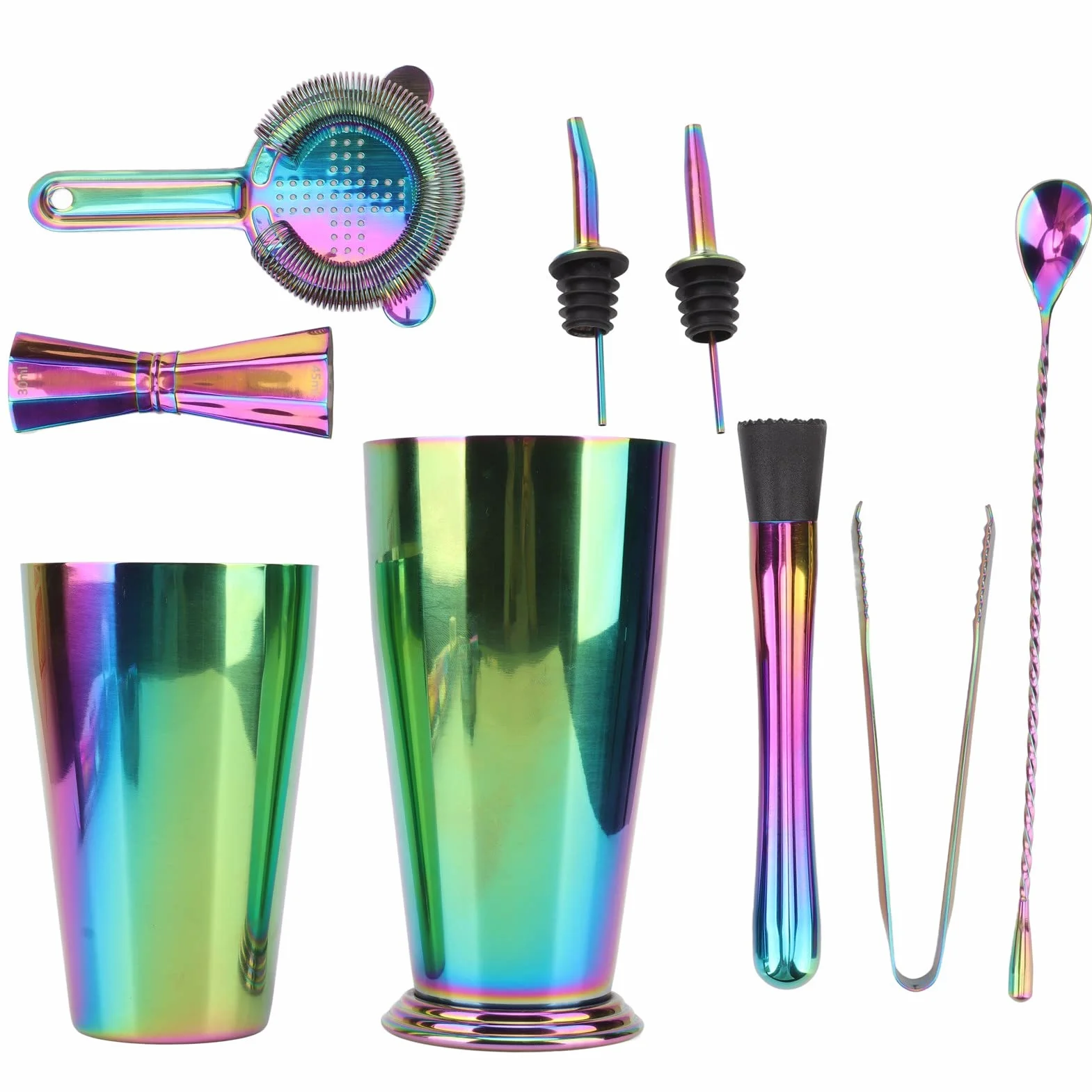 Juego de Coctelera de Acero Inoxidable, Kit de Barman de Mixología, Juego de Coctelera de Bar, Juego de Coctelera de Alcohol, Coctelera de Preservación del Calor, Juego de Jigger para Bar Restaurante