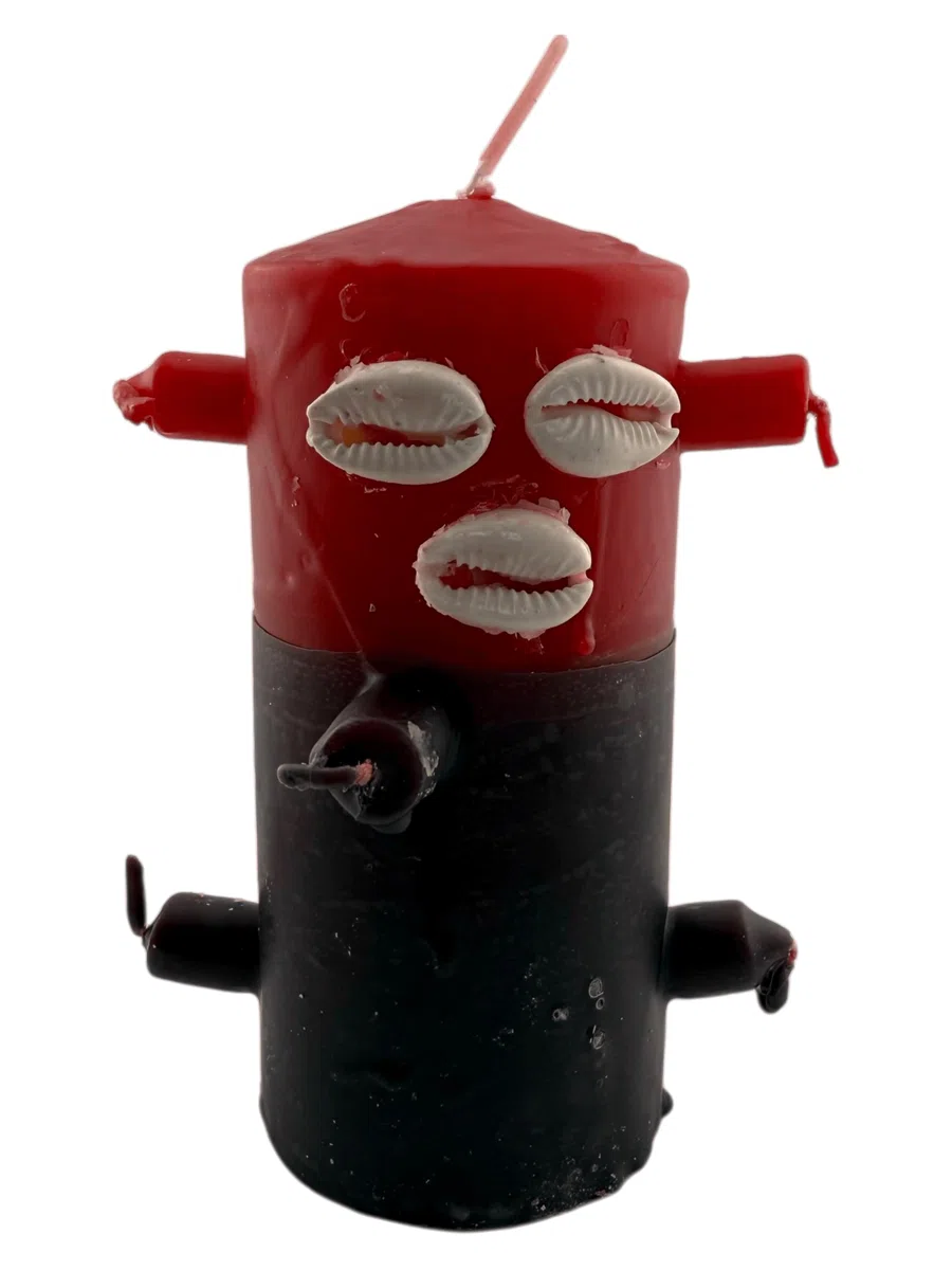 HOSTENATURA | Velón 7 Mechas Coco Eleggua 12,5x6 cm | Velón Esotérico para Abre Caminos y Protección Espiritual | Ritual Especial Eleggua | Elaboración Artesanal