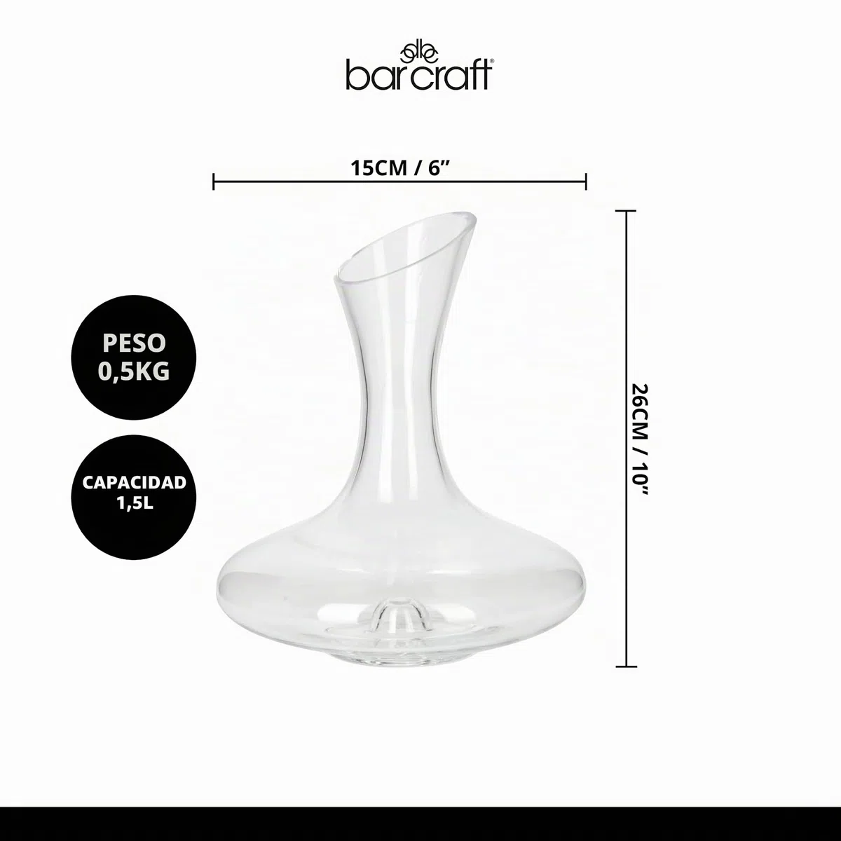 BarCraft Juego Decantador de Vino Luxury en Caja de Regalo, Hecha de Cristal, Transparente, 1.5 litros