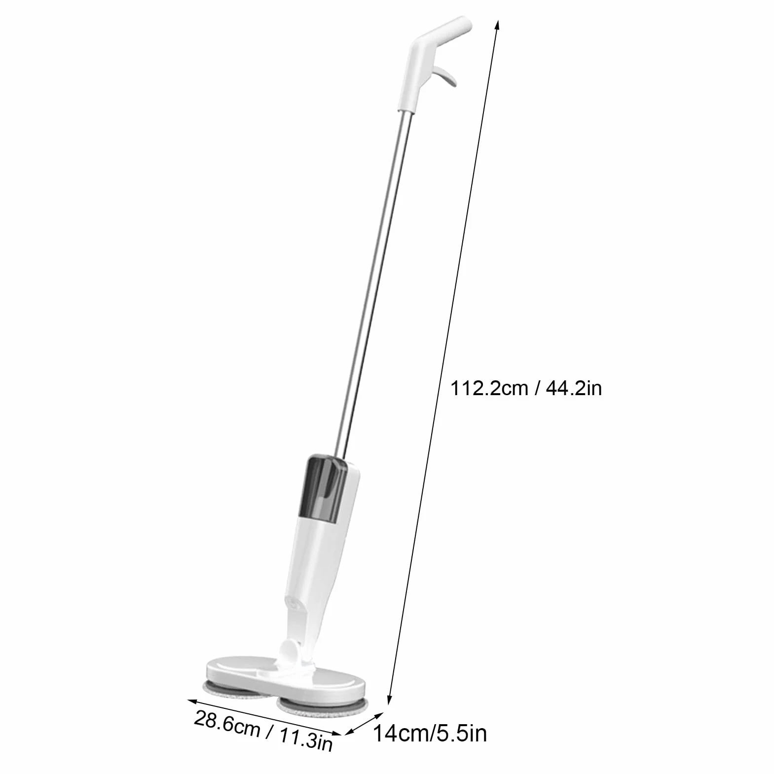 inalámbrico, trapeador eléctrico, trapeador eléctrico, trapeador eléctrico Recargable liviano liviano con rociador de Agua para Pisos de mármol de Madera Dura (44.2 x 11.3 x 5.5in,)