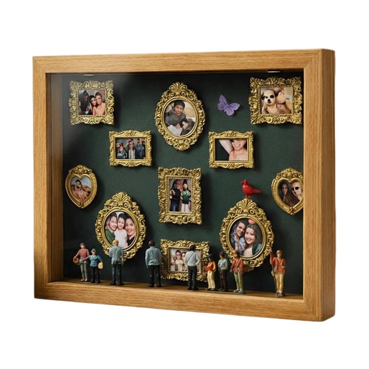 Estuche Coleccionable de Museo en Miniatura,Kit de Recuerdos con Figuras de Madera Divertidas e Iluminadas,Portarretratos Familiar de Fotos Para Montar - para Parejas, Adultos, Amantes, Familia, Amigo