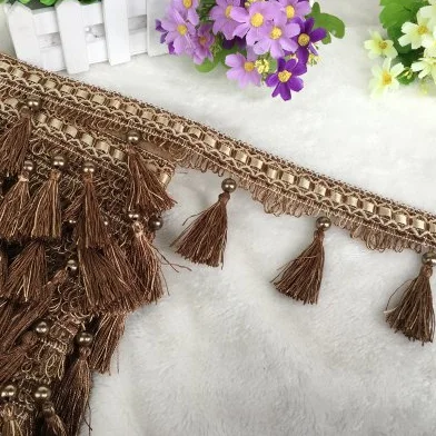 Ribete trenzado con flecos de poliéster para proyectos de costura y manualidades, 32 pies, ideal para decoración del hogar, tapicería y manualidades