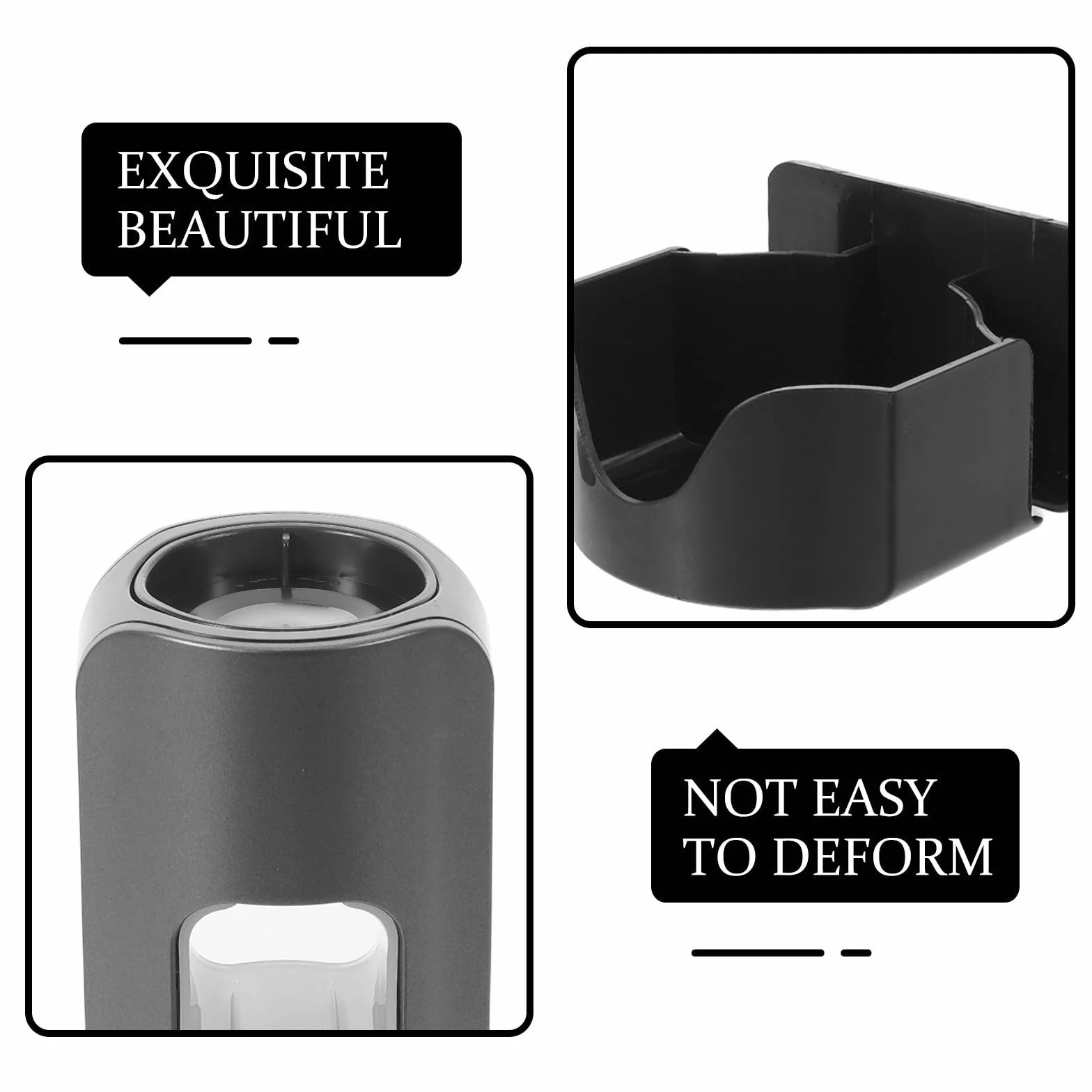 Levemolo Organizador de Baño con Dispensador Automático de Pasta y Soporte para Cepillos, Instalación sin Taladro, Plástico Negro, Ajuste en 3 Niveles para Adultos y Mayores