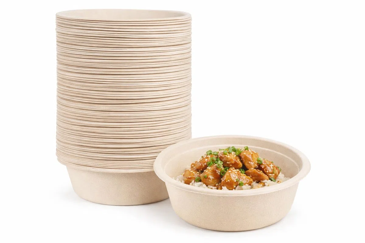 Bol Desechable Bagazo de Caña de Azúcar – Apto Microondas – Biodegradable y Compostable – Antigoteo – Para Caliente y Frío – Kraft Natural o Blanco – 350 ml / 500 ml / 900 ml (200, KRAFT, 500 ml.)
