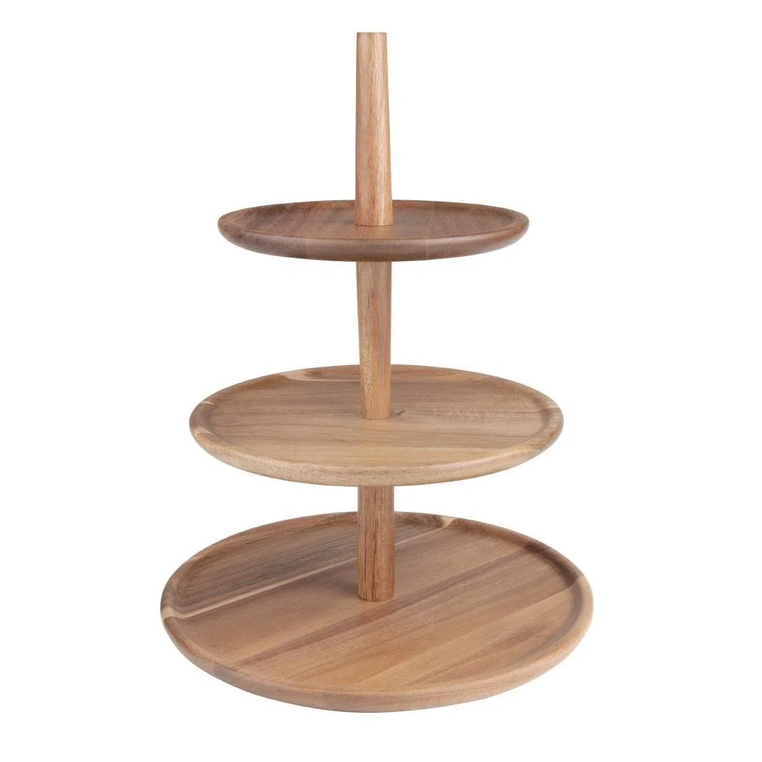Olympia Soporte de madera de acacia de 3 niveles, 305 x 395 mm, resistente, resistente, duradero, elegante, hotel, restaurante, cafetería, bufé, té, tarta, pastelería, soporte de exhibición