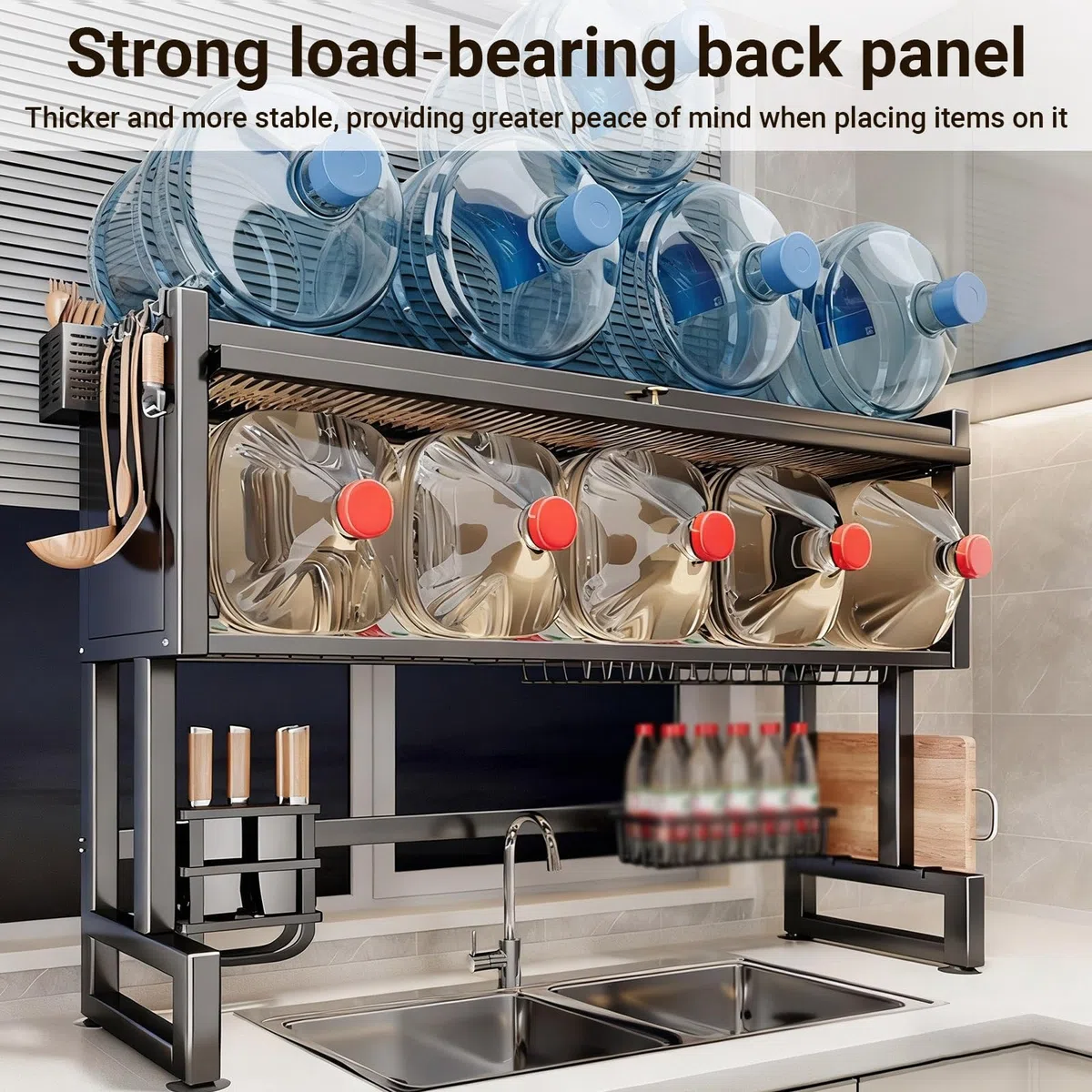 Escurridor de platos con tapa semitransparente, para platos, vasos y cubiertos, 85 cm, solución de almacenamiento que ahorra espacio