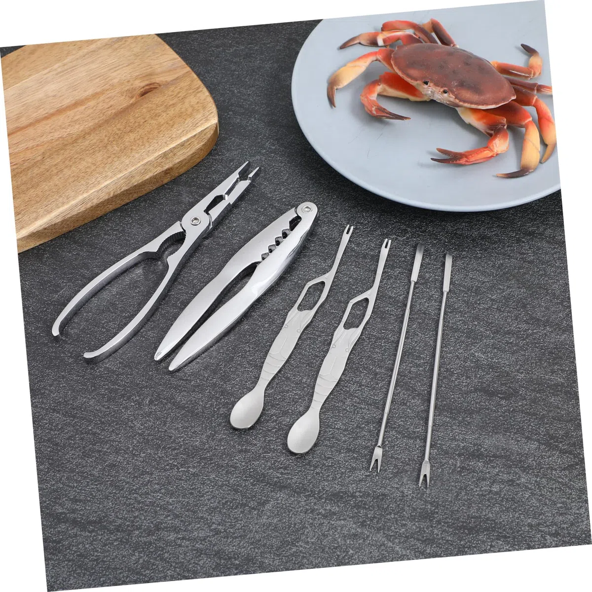 Pinzas Marisco de Acero Inoxidable con Agarre Cómodo y Estuche, Juego de 6 Herramientas para Abrir Mariscos y Comer Langostas en Familia