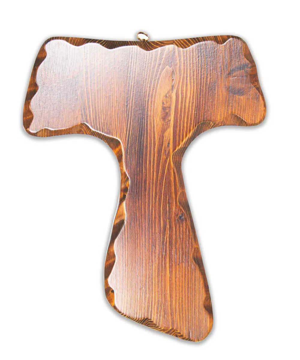 La Balestra Tau Cruz de San Francisco de madera – de pared – Fabricado en Umbría Italia – (15 x 12,5 cm)