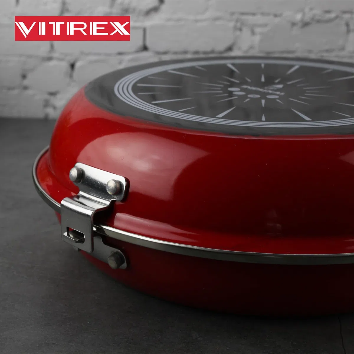 VITREX Marseille Duo - Sarten Duo Roja para Tortillas 24cm + Taper, Acero Vitrificado, Antiadherente Bicapa, Todo Tipo de Cocinas, Inducción