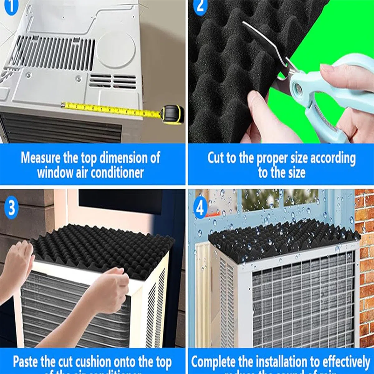 Cojín de goteo de CA, cojín de goteo de aire acondicionado de la ventana - Cojín de espuma extraíble con un fuerte respaldo magnético - Reductor de ruido, almohadilla del aire acondicionado para dejar