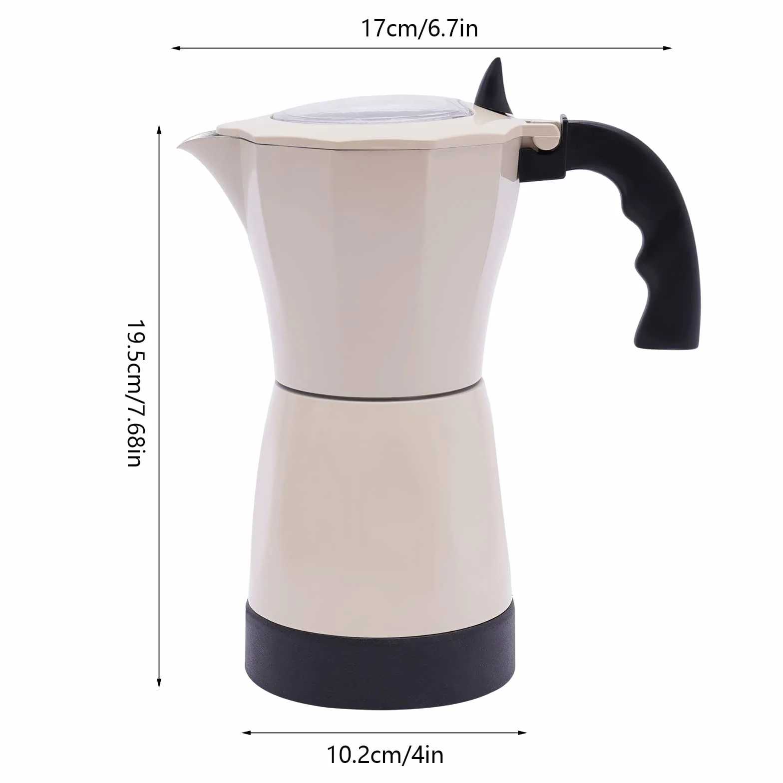Máquina de café espresso para 6 tazas, cafetera eléctrica con base, cafetera eléctrica, urna de café, 300 ml (blanco crema)