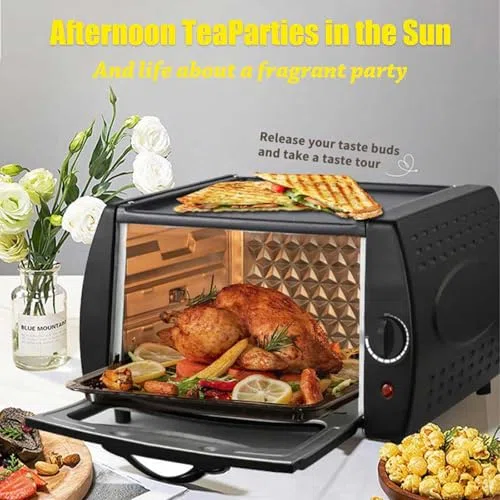 Mini horno eléctrico para pizza con protección contra sobrecalentamiento y control preciso de temperatura para cocinar en interiores de forma segura