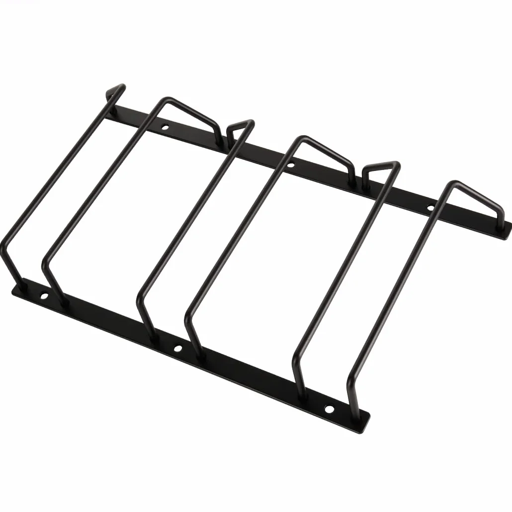 Estante para copas de vino negro de 18 cm, soporte colgante para copas de vino para bar comedor, 3 filas