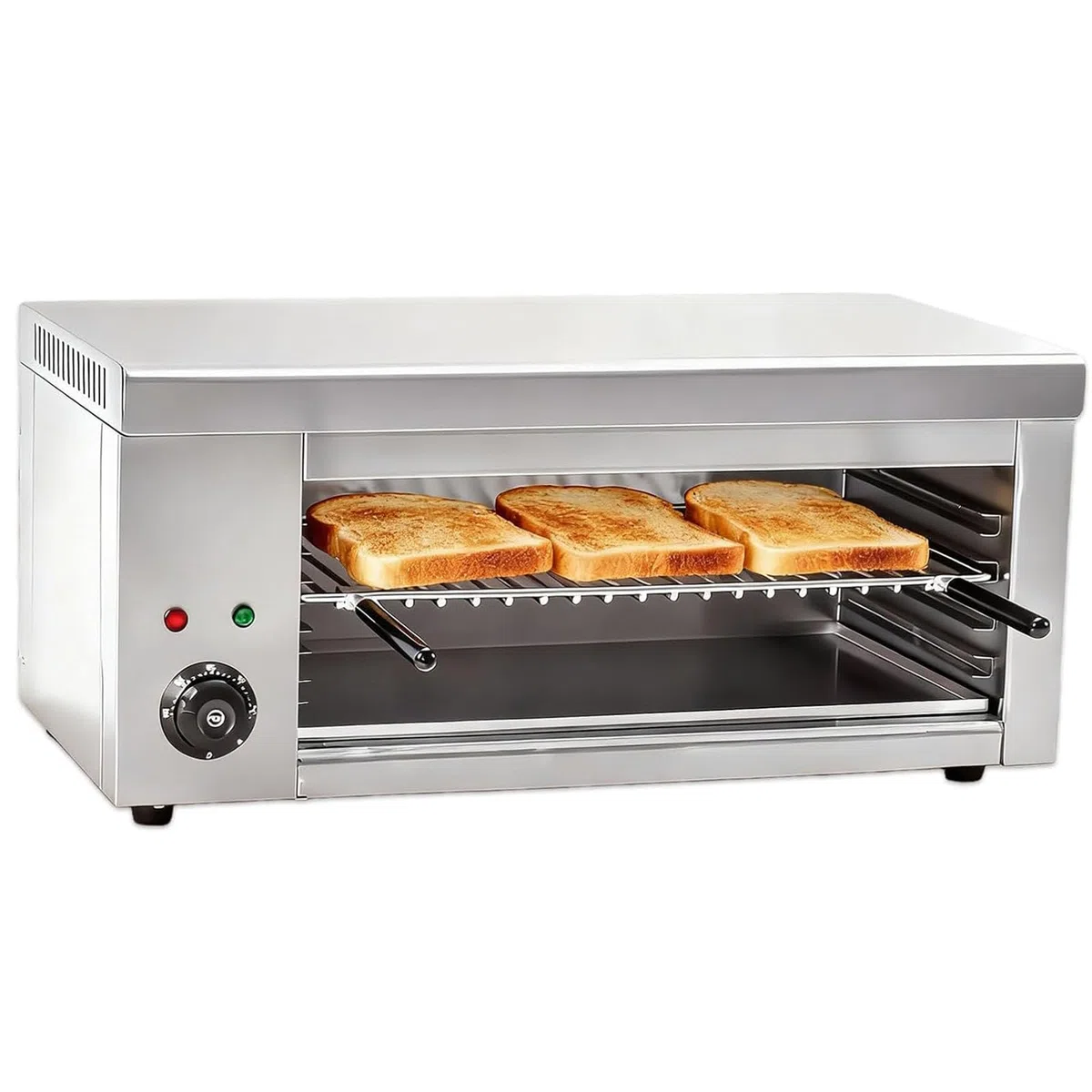 Horno de salamandra eléctrico comercial, 2000 W con control termostático, parrilla de acero inoxidable, rejilla ajustable para cocinar filetes y quesos
