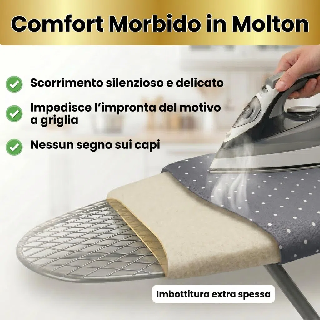 Funda para Tabla de Planchar 120x40 cm - Funda para Tabla de Planchar de algodón 100% - Apta para Planchado con Vapor - Acolchado Extra Grueso + elástico y Tensor, M